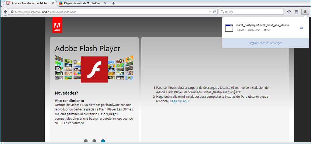 - Hacemos click en el archivo install_flashplayer. 9.