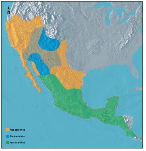 Figura 4. Las tres áreas culturales del México antiguo (López y López, 2007).
