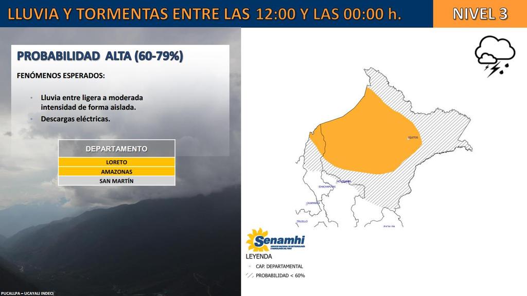 Pronósticos del tiempo según SENAMHI Las ciudades de Lima, Trujillo, Pisco, Nazca, Tacna y Tarapoto presentaron neblina con una reducción de la visibilidad de entre 4 y 5 kilómetros.