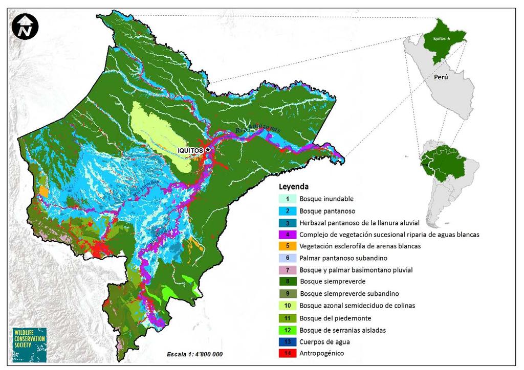 Figura 06: Mapa de Ecosistemas 2011, región Loreto, Wildlife Conservation Society Humedales - Loreto El
