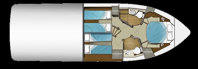 Si a eso sumamos las posibilidades de configuración del layout ya sea en la versión de dos o tres cabinas y las opciones de decoración interior que ofrece el astillero, nos encontramos ante una de
