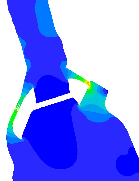 Punto de Medición Figura 8 Contornos de Velocidad (puntos de medición) La principal característica de la obra simulada es la de estrechar la sección del cauce para controlar el gasto de 850 m3/s en