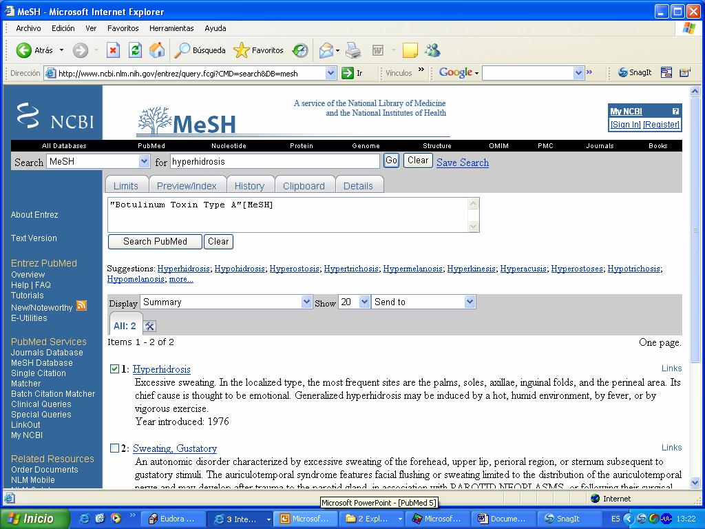 Búsqueda combinada de términos MeSH PubMed -