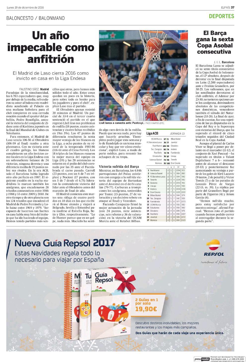 19/12/2016 Kiosko y Más El País 19 dic.