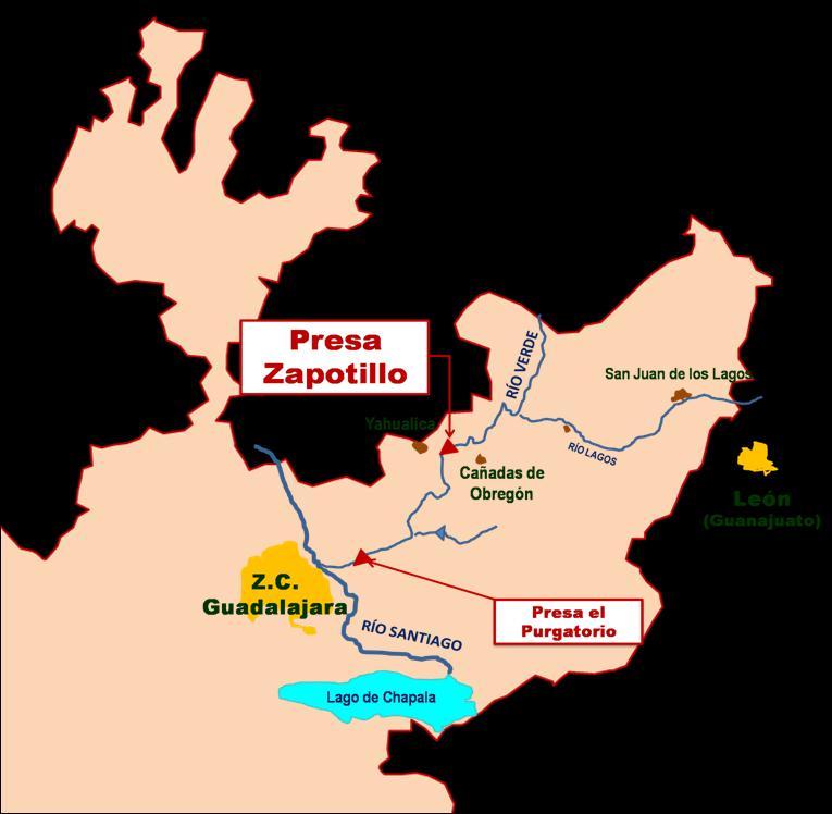 10 proyectos Presa El Zapotillo El sitio de la presa se ubica a 100 km de Guadalajara, sobre el río Verde, en Jalisco.