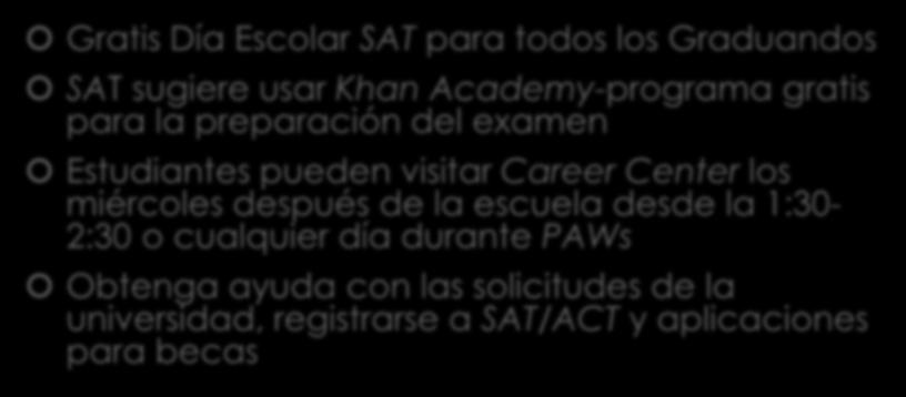 SAT/ACT Test Prep Preparación para el Examen SAT/ACT Gratis Día Escolar SAT para todos los