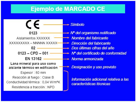 Plan de control Las inscripciones complementarias del marcado CE no tienen por que tener un formato, tipo de letra, color o composición especial debiendo cumplir, únicamente, las características
