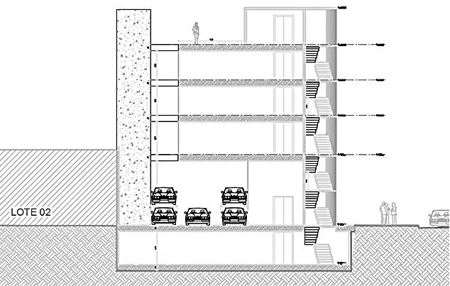 Figura N 1: Corte Longitudinal de la edificación a construir.