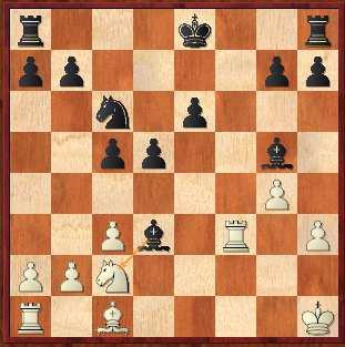 Diagrama 2, Posición después de 18 Ag5 El negro tiene ventaja decisiva Herbert Gohlke (2300) Matthias Wahls (2540), Berlín 1994 [B21] 1.e4 c5 2.f4 d5 3.e5 Cc6 4.