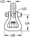 Montaje de Candena de Eslabones BL-O con compuerta de cierre automático. BL-P con compuerta de cierre manual. Con destorcedor de cojinete de bolas; se une a la cadena con un perno de aleación.