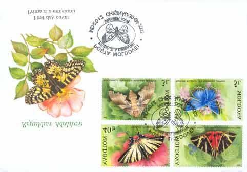 2003 Abril 30 : Lepidoptera, primer día de circulación (4 valores) (Michel: 459-462) (Scott : 440-443).