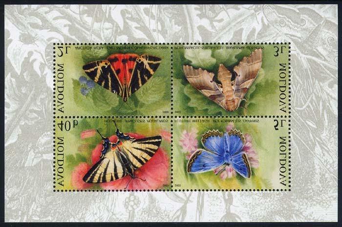 2003 Abril 30 : Lepidoptera, BF de 4 valores (Michel: block 28) (Scott : 443 a).