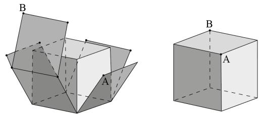 El plano desarrollado de un cubo puede formarse de diferentes formas,