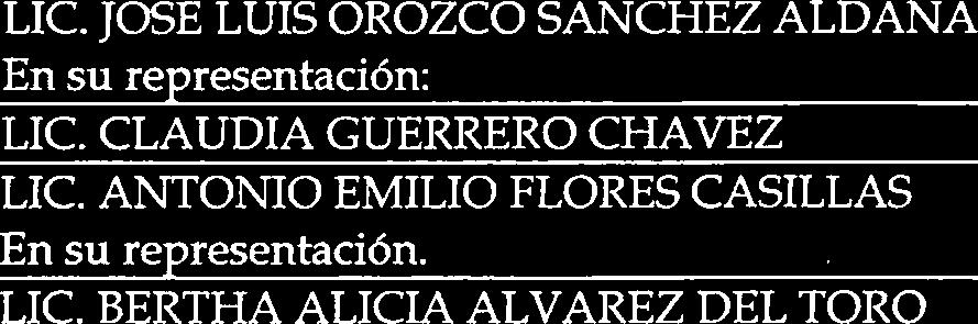 CLAUDIA GUERRERO CHAVEZ LIC. ANTONIO EMILIO FLORES CASILLAS En su representación. LIC. BERTHA ALICIA ALVAREZ DEL TORO L.