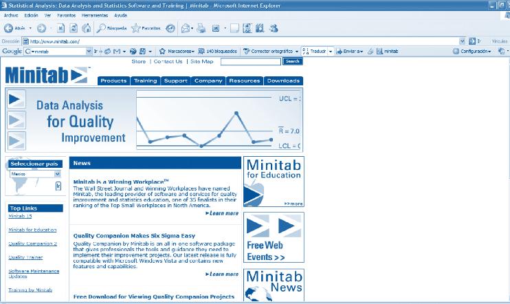 Aplicaciones de cómputo Principales aplicaciones de cómputo para estadística 3. Minitab.