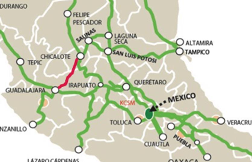 NUEVOS PROYECTOS Vías del Sureste Mediano Plazo (1/3) Guadalajara Aguascalientes Ahorra más de 400 km de recorrido a la carga que va de Guadalajara a Aguascalientes y Zacatecas.