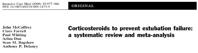 Efecto de los corticoides sobre la reintubación Corticoides reducen el edema laríngeo y