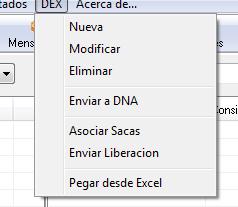 Nuevo DEX: Para generar un DEX tenemos tres opciones, manual, desde conocimiento, desde Excel.