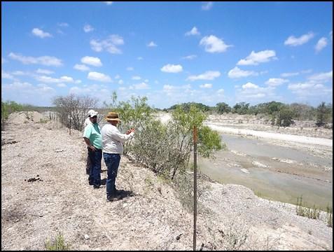 San Rodrigo. Se visitaron los sitios de referencia, uno localizado en el Km. 1+770 aguas arriba de la confluencia del arroyo con el Rio San Rodrigo y el otro en el Km.