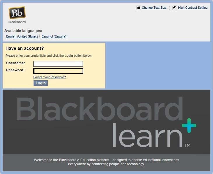 Accediendo a la Plataforma Acceder al curso y/o laboratorio (Log In) a través de https://interbb.blackboard.