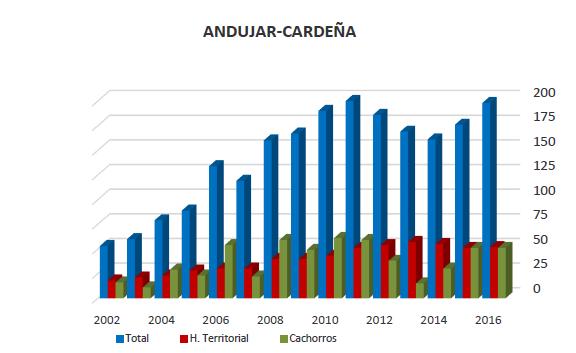 Figura 4: grafico de la población lincera Andújar-Cardeñas. 5.1.2.2. Guadalmellato.