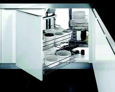 - Accesorios para muebles de cocina - Riconeros Sistema para módulo rinconero extraíble y giratorio con cierre suave EHEM900IC/DC Sist.