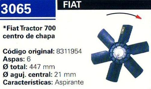 PALETA VENTILADOR FIAT TRACTOR 545 CENTRO CHAPA, 3073,