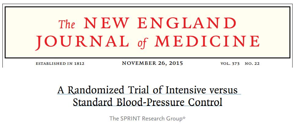 - Estudio aleatorizado y controlado - Multicentrico (102 clínicas) - 9361 pacientes Comparó el beneficio del tratamiento de la presión arterial sistólica a una diana de menos de 120 mm Hg con el