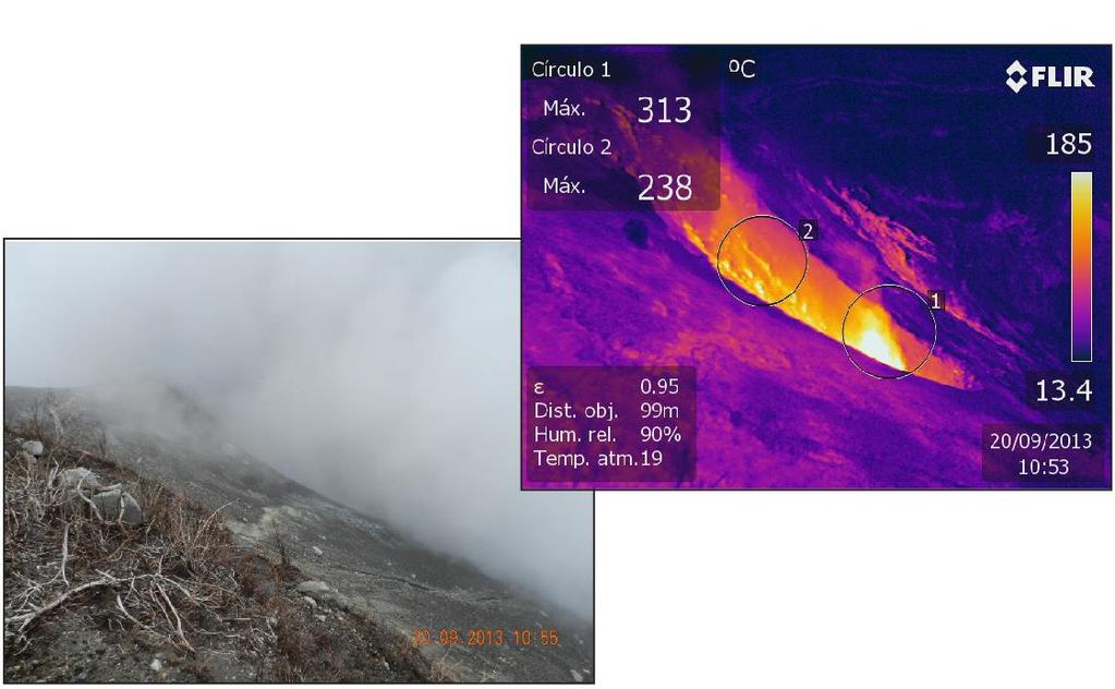 Asimismo, se observó zonas en los alrededores del volcán con mayor concentración de gases ácidos debido a efectos atmosféricos.