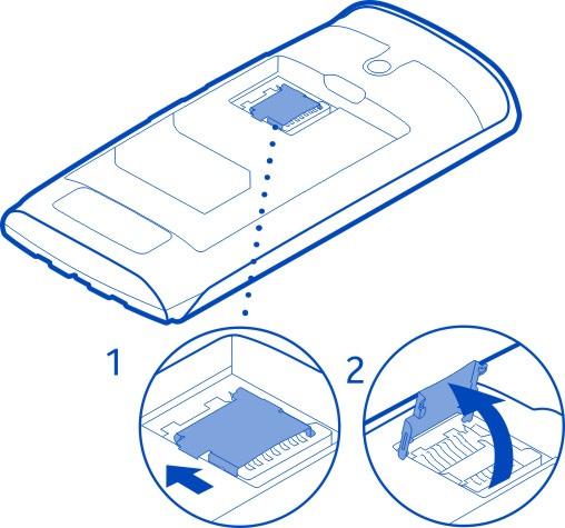 12 Inicio 4 Inserte la tarjeta de memoria en el soporte. Asegúrese de que el área de contacto de la tarjeta esté hacia abajo cuando se baje el soporte de la tarjeta de memoria.