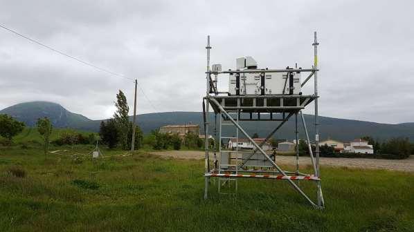 Figura 3 Imagen del equipo WindScanner instalado en Elorz.