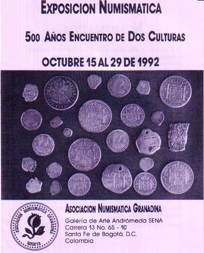 Plegable promocional de la exposición de 1992 PATROCINADORES BANCO FILATÉLICO Y NUMISMÁTICO ESTAMPILLAS MONEDAS BILLETES Correo Prefilatélico, Libros