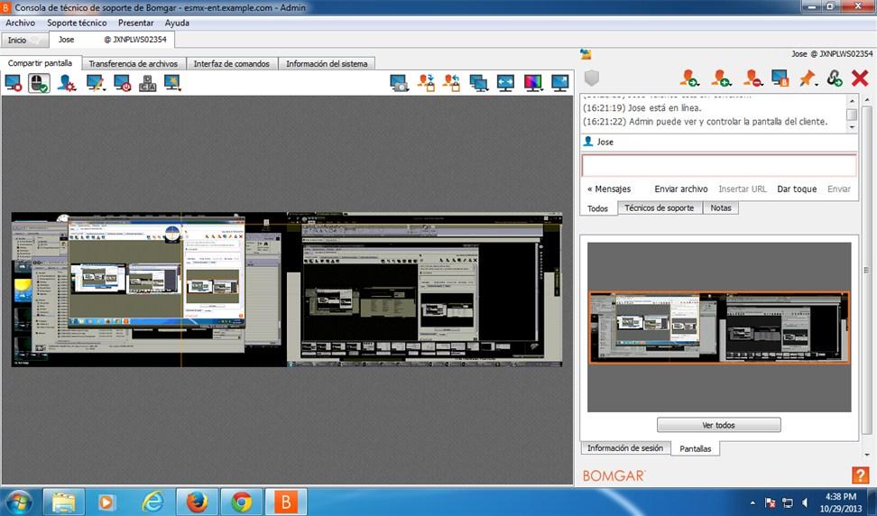 El monitor principal mostrado en la pestaña Compartir pantalla se resaltará. El monitor principal aparece en la ventana Compartir pantalla de forma predeterminada.
