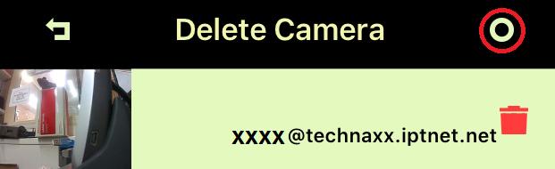 4.4 Delete Camera (Borrar cámara) ( Borrar) Pulse el icono de Delete Camera (Borrar Cámara) la cámara que desea borrar y pulse el botón. para borrar una cámara. Seleccione 4.