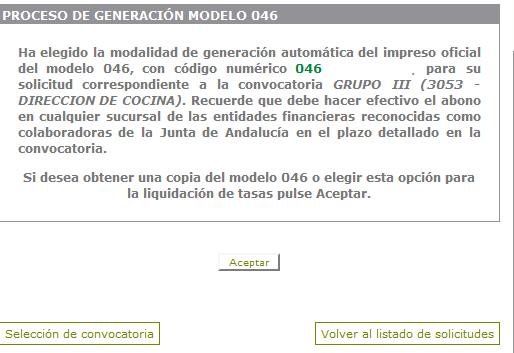 B) Opción Generación automática de Impreso oficial de 046.