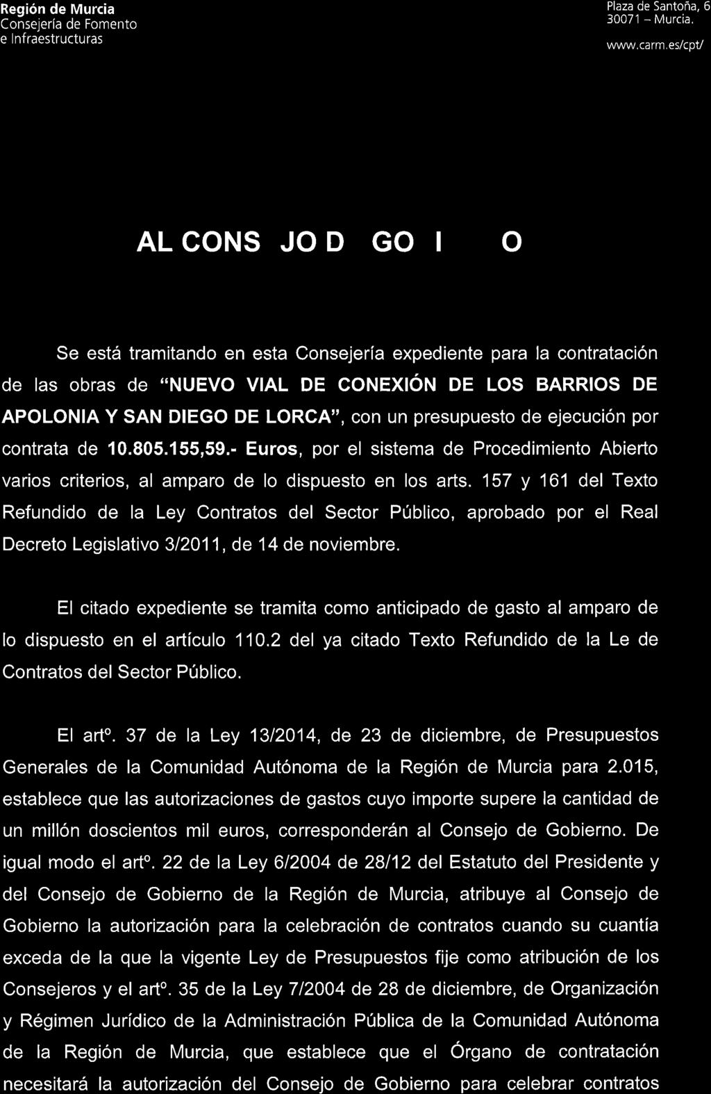 $o,ì:"';;;rr 6 Región de Murcia Consejerfa de Fomento e Infraestructuras Plaza de Santoña, 6 3007 1 - Murcia. www.
