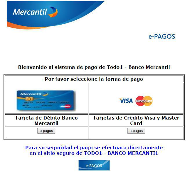 Portal Datos Personales 8.2! Iniciada la comunicación con el banco, seleccione el tipo de tarjeta y pulse el botón e-pagos.! 8.2.1!