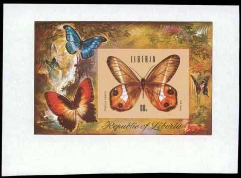 1974 Septiembre 11 : Idem, mariposas, no dentados, ensayo de color : beije. Lepidoptera : Nymphalidae : Satyrinae : Pierella nereis.
