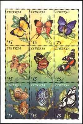 2002 Octubre 1 : Mariposas (BF de 15 valores) (Y & T : 3247-3255) (Scott : xxx).