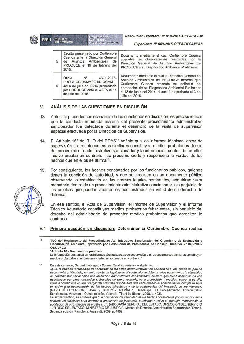 . '... ~ Ministerio del Ambiente.. Escrito presentado por Curtiembre Cuenca ante la Dirección General 5 de Asuntos Ambientales de PRODUCE el 19 de febrero del 2015.