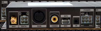 x puertos USB para multimedia y datos DETALLE FRONTAL Conexión Antena GPS Lector Tarjetas SD Entrada Micrófono Led Standby o Encendido Salida Video Compuesto