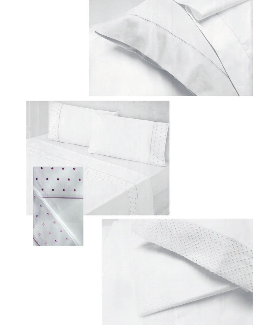2 CAMA Juego bordado Satén 300 hilos Tejidos naturales Alta calidad 100% algodón Tejidos que transpiran 1280099 Blanco 01 Gris 06 Medidas P.