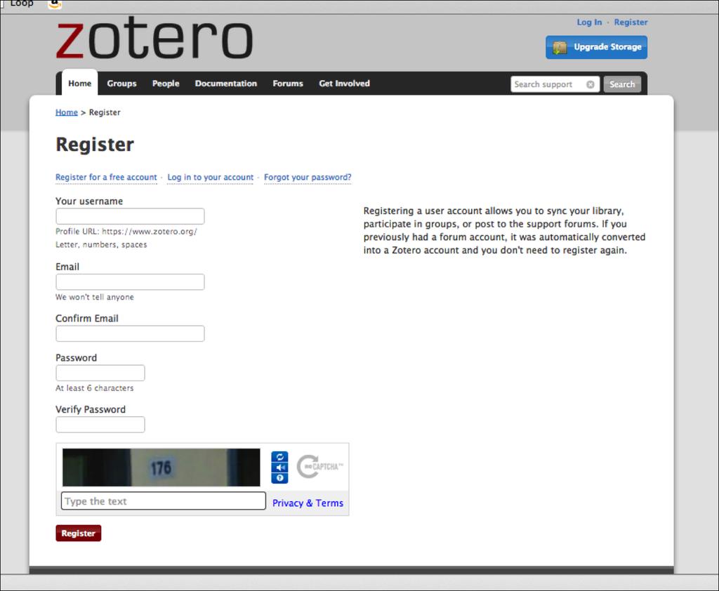 Once you have created an account, you will need to log in to zotero.