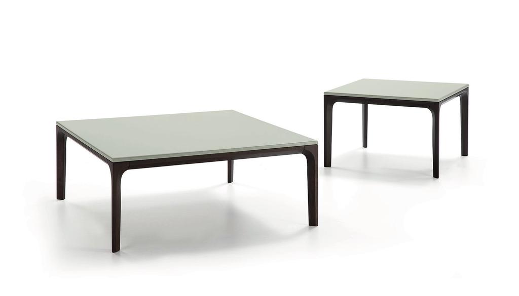 A collection of coffee tables, comprising a lacquered MDF or marble top.