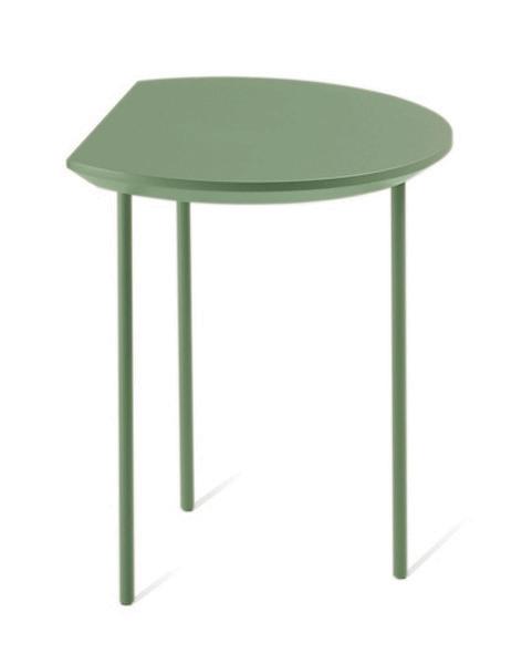 A collection of occasional tables, with cut top to one side allowing support to the wall, to other table, sofa etc.