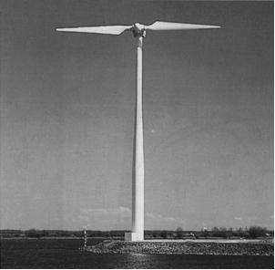 Figura 16: Turbina bipalas que permite compensar los esfuerzos que provoca la variación del perl de velocidad del viento con la altura, lográndose una distribución casi plana de los esfuerzos