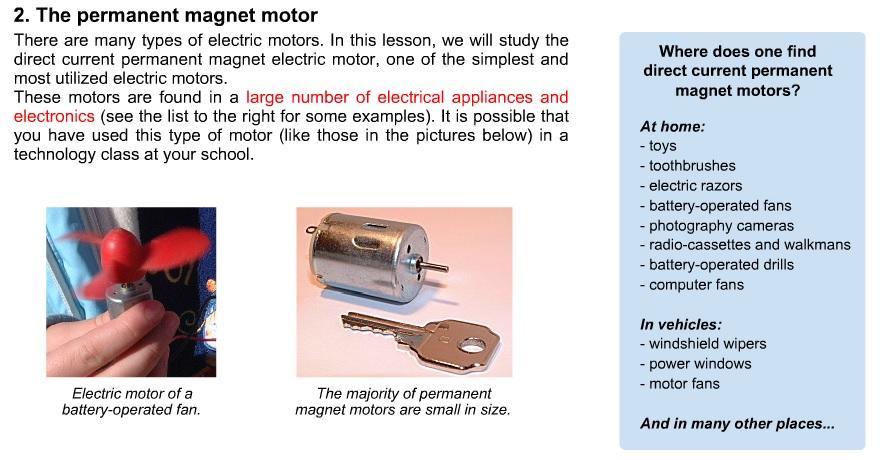 PRUEBA INGLÉS In general, direct current permanent magnet electrics motors.