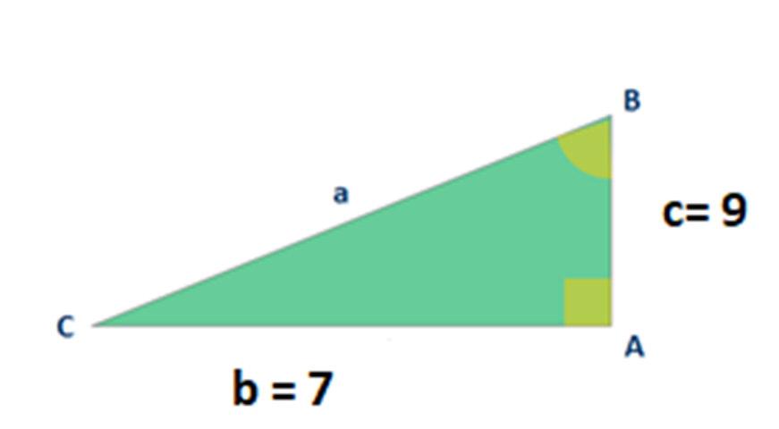 Ejercicio 11 Resuelve el siguiente triángulo rectángulo: Imagen 9: Triángulo rectángulo para resolver.