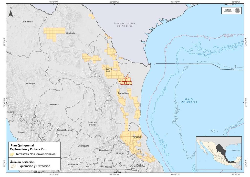 Mapa 10. Exploración y extracción de hidrocarburos en áreas terrestres no convencionales 6.