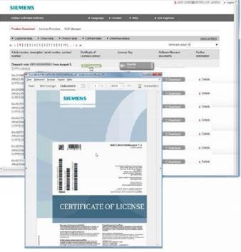 1.7 Compra, obtención de la licencia y descarga desde Siemens Mall Descargar una versión con licencia de SIMATIC Automation Tool Después de confirmar la dirección de entrega en su país y de aceptar